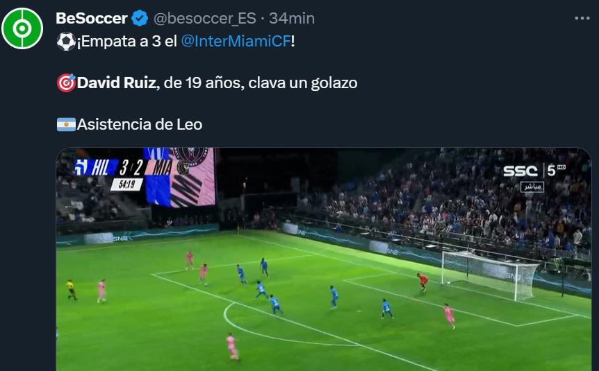 “Lo celebró con Messi”: Prensa internacional se rinde tras el golazo de David Ruiz con Inter Miami ante Al Hilal