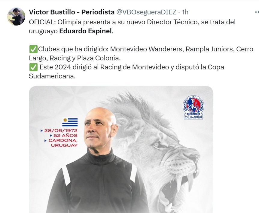 “Tiembla Motagua, Troglio le dejó la vara alta y no es perfil bomba”: prensa hondureña e internacional sobre el nombramiento de Eduardo Espinel como DT de Olimpia