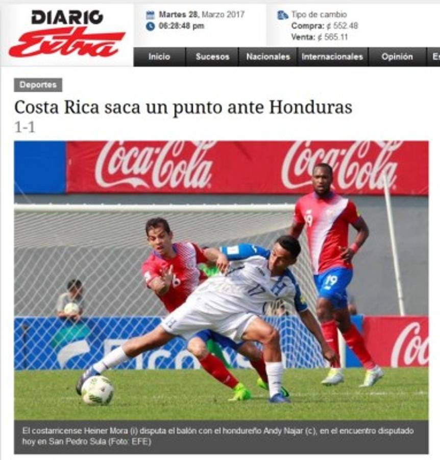Como 'punto de oro' califica prensa tica empate ante Honduras
