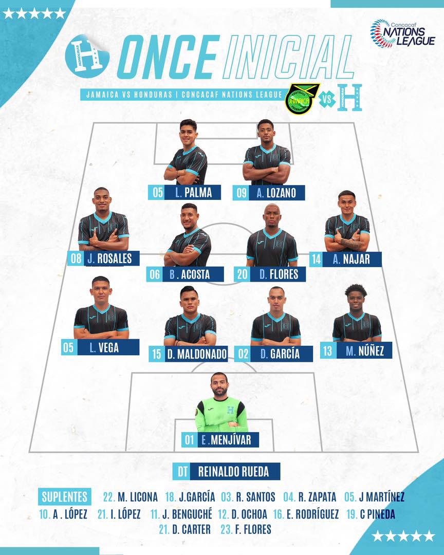 Este es el 11 titular de Honduras frente a Jamaica.