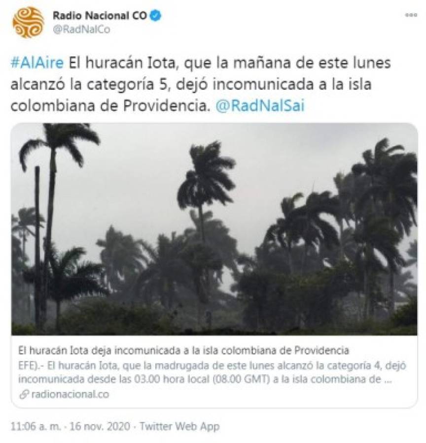 Iota en Colombia: Estado de calamidad y zonas incomunicadas por paso del huracán