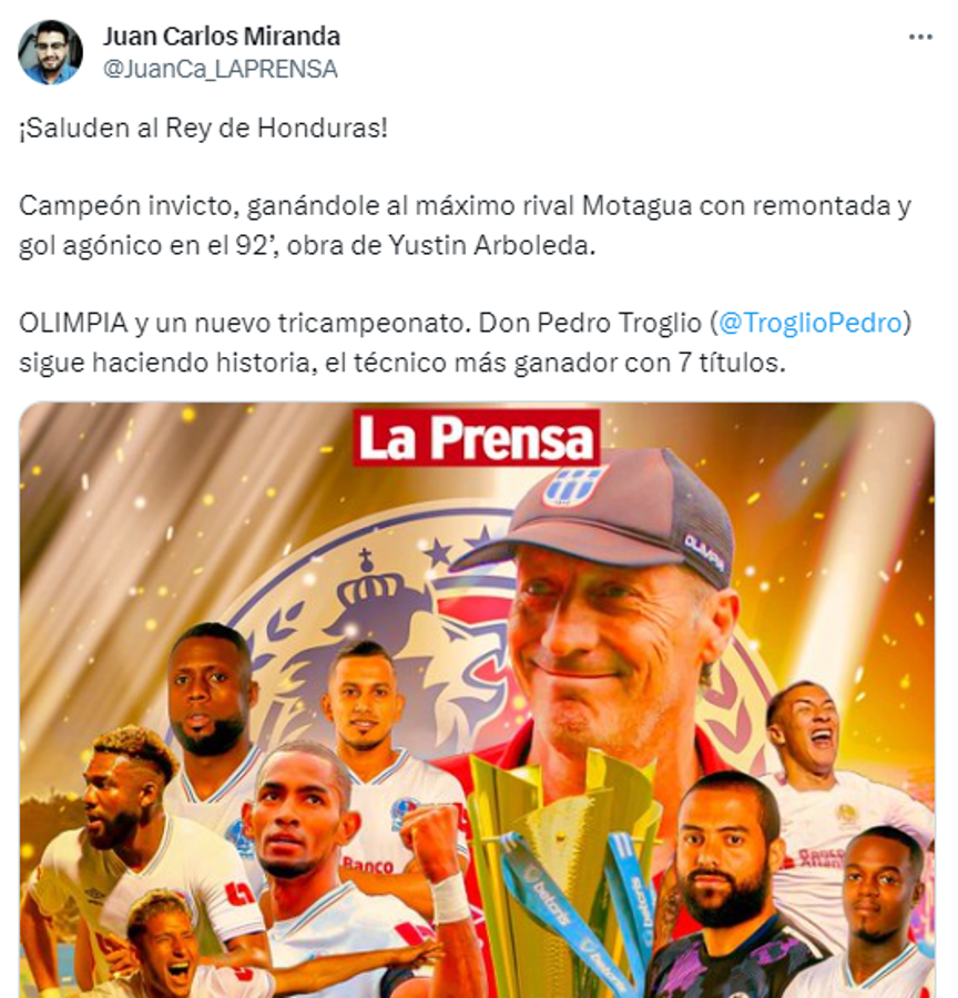 Rendidos ante el León: periodistas reaccionan por el título invicto de Olimpia y esto dicen sobre Motagua
