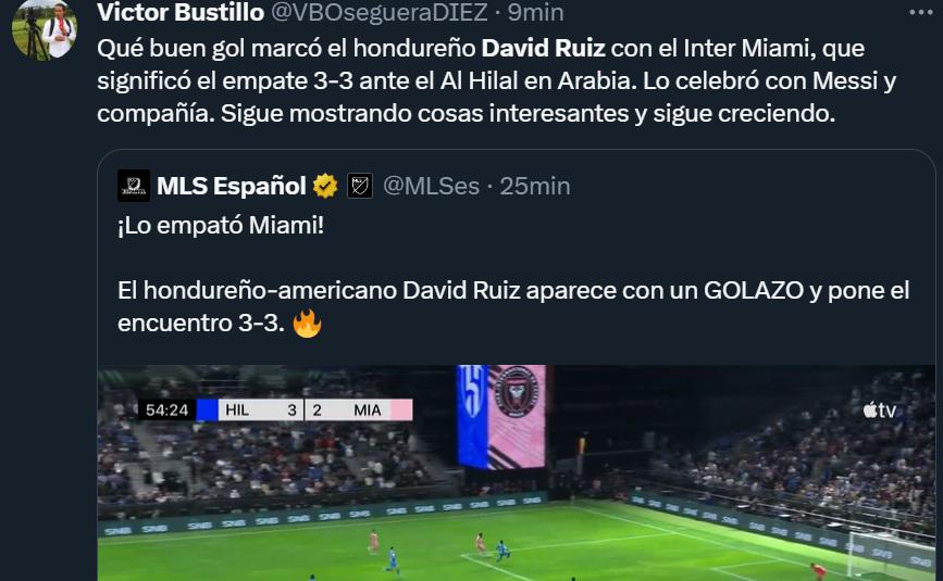 “Lo celebró con Messi”: Prensa internacional se rinde tras el golazo de David Ruiz con Inter Miami ante Al Hilal