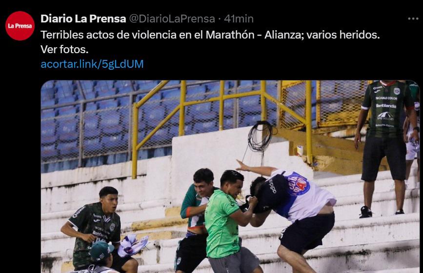 Prensa salvadoreña divulga nuevas imágenes del zafarrancho Marathón - Alianza y arremeten: “Reprochable”