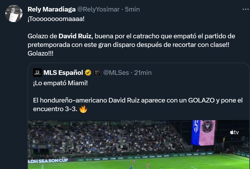 “Lo celebró con Messi”: Prensa internacional se rinde tras el golazo de David Ruiz con Inter Miami ante Al Hilal