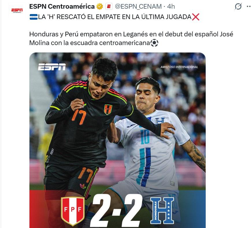 Se ríen de nosotros y Me gustó la presentación de Francisco Molina: Opiniones en redes tras empate de Honduras y Perú