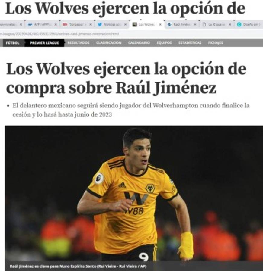Lo que dice la prensa mundial sobre el fichaje de Raúl Jiménez: 'Histórico'