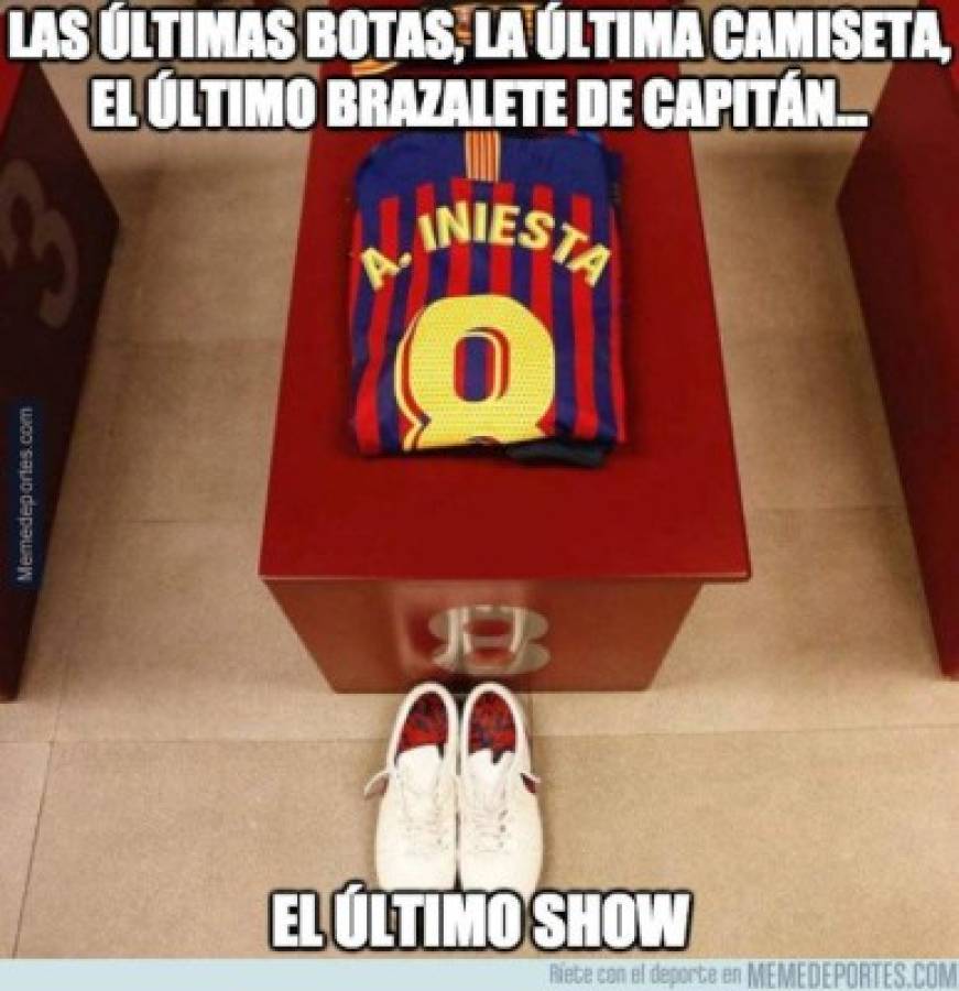 ¡Imperdibles! Andrés Iniesta, protagonista de los memes con su adiós del FC Barcelona