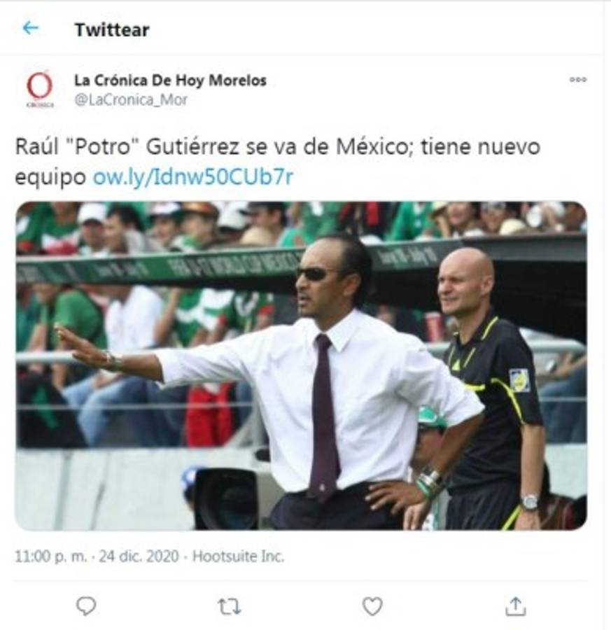 En México dicen que el 'Potro' Gutiérrez viene a dirigir a un lugar 'exótico” con Real España