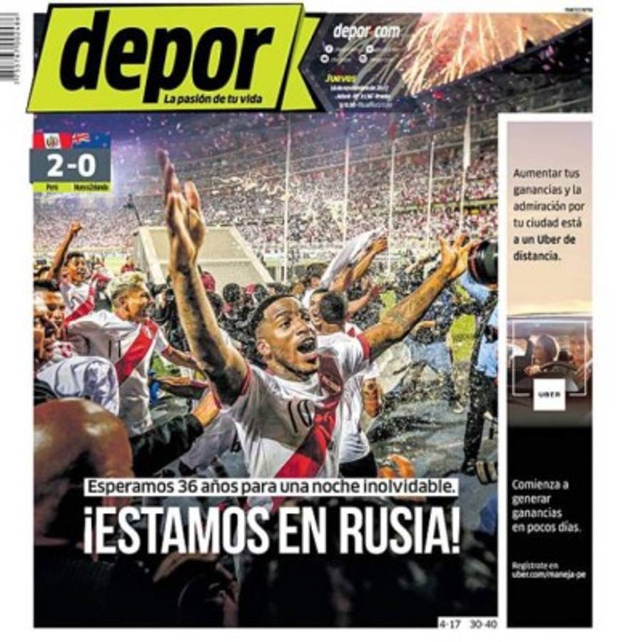 ¡PORTADAS EN PERÚ! 'Llanto de machos, tigre, volvimos y allá vamos Rusia'