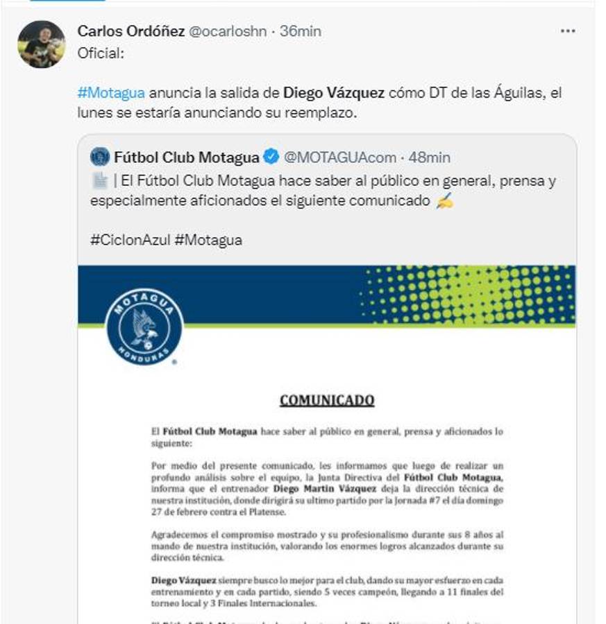 ¡Uno pide reconocimiento en el Nacional! La reacción de periodistas y aficionados tras la salida de Diego Vázquez de Motagua