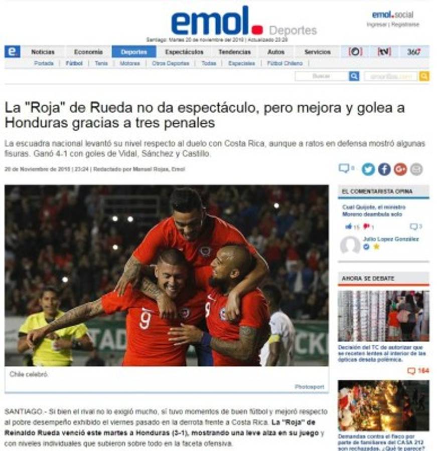 Lo que dicen los medios chilenos por los penales ante Honduras en Temuco
