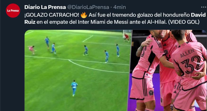 “Lo celebró con Messi”: Prensa internacional se rinde tras el golazo de David Ruiz con Inter Miami ante Al Hilal