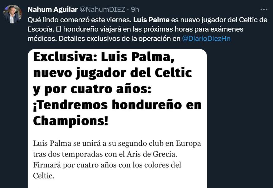 “Luis Palma entre los más caros”, “Jugará Champions League”: La reacción de la prensa al fichaje del hondureño con el Celtic de Escocia