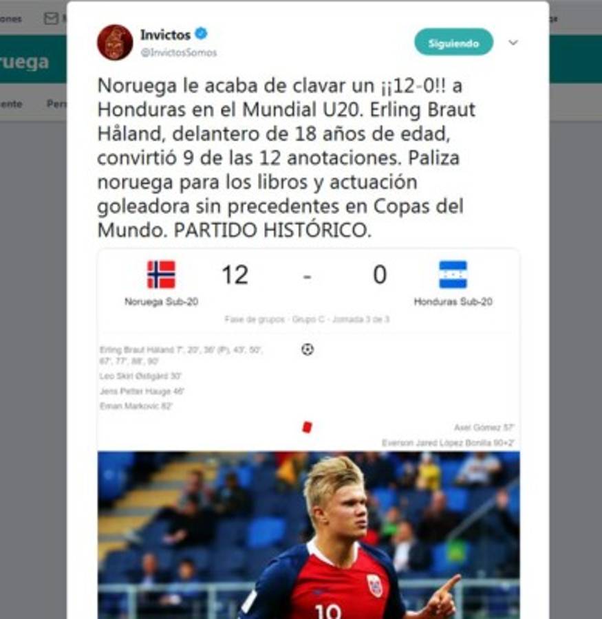 ¡Bochorno mundial! La prensa internacional habla del 12-0 de Noruega a Honduras