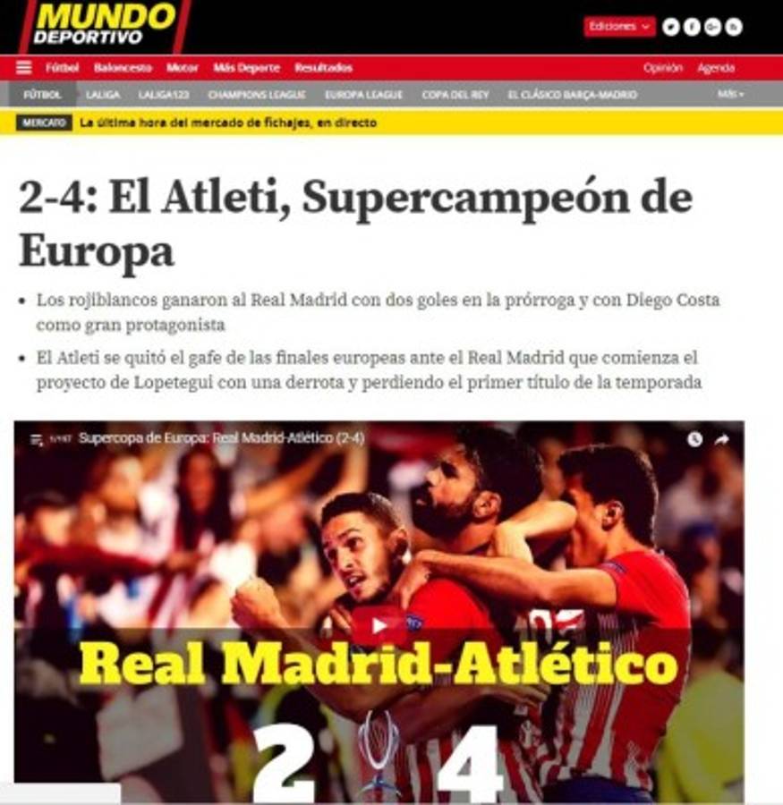 PORTADAS: Así titulan los diarios la derrota del Real Madrid ante el Atlético