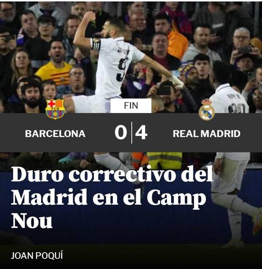 “Amargo trago en el Camp Nou”: Prensa internacional destaca al Real Madrid tras la goleada en la Copa del Rey ante Barcelona