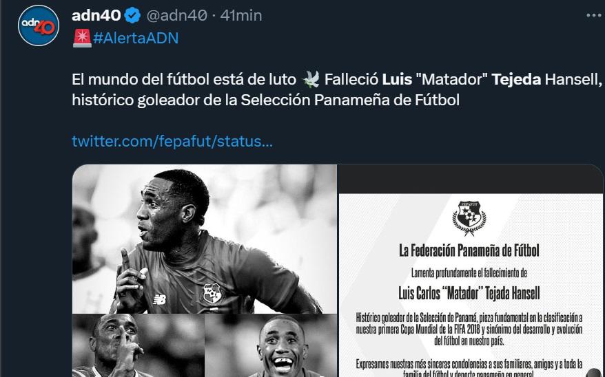 “Vuela alto, Matador”: El mundo del fútbol llora la muerte de Luis Tejada, mundialista con Panamá en Rusia 2018