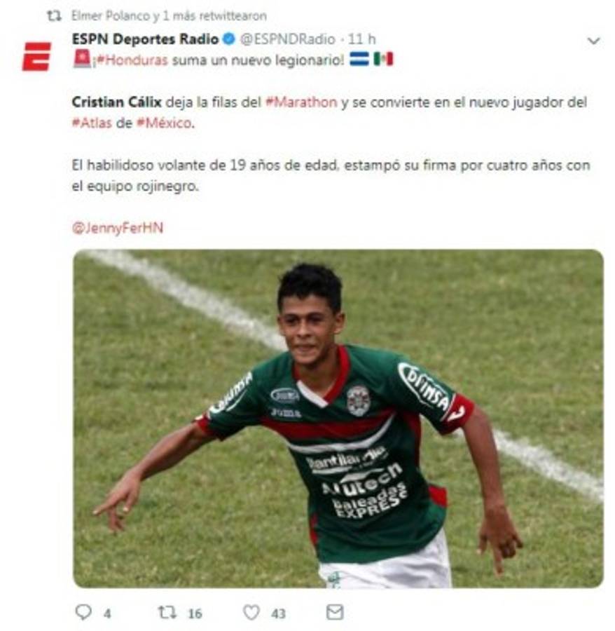 Lo que dicen los medios mexicanos de Cristian Cálix al ser fichado por Atlas