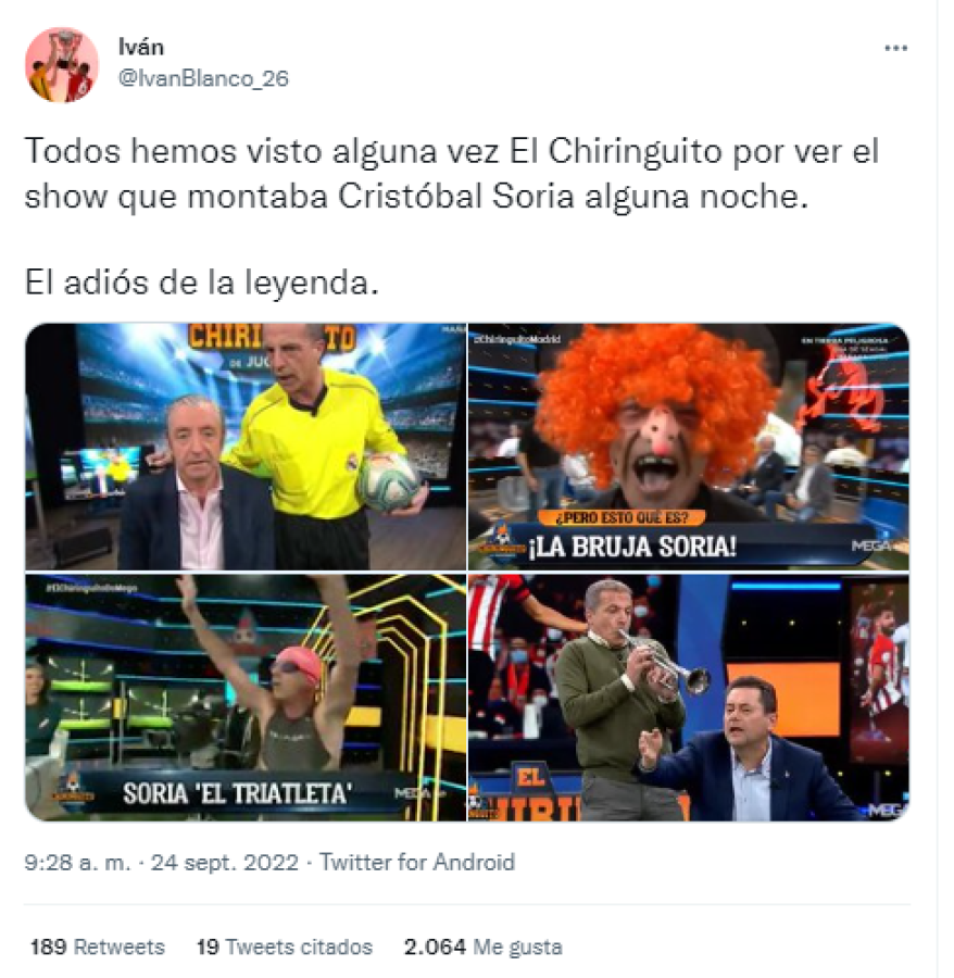 ¿Cristóbal Soria fue despedido de ‘El Chiringuito’? Sus sorpresivas publicaciones y la reacción de Pedrerol por su ausencia