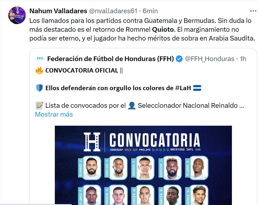 Quioto regresa a la Selección y causa euforia en la prensa de Honduras: “él debe responder en la cancha”