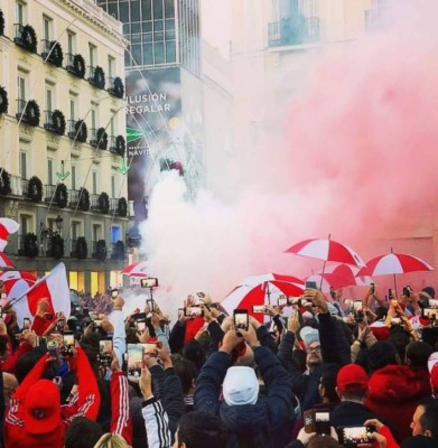 ¡Ambientazo! River invade Madrid a un día de la final de Copa Libertadores