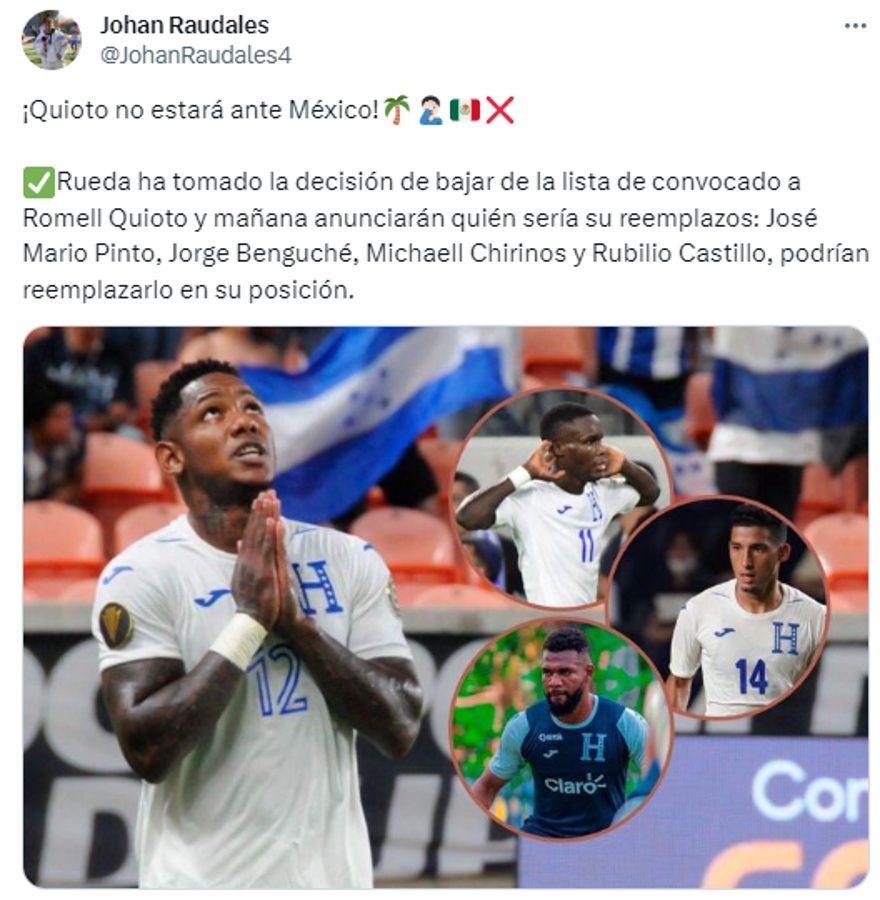 Quioto fue dado de baja en la convocatoria de Honduras y esto dicen los periodistas: “Rueda no anda chineando a nadie”