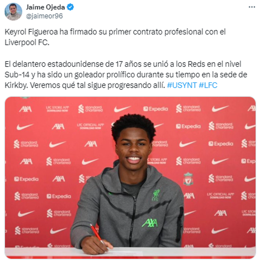 Lo que dicen los medios del fichaje de Keyrol Figueroa por el Liverpool: “Próxima estrella de la Premier League”