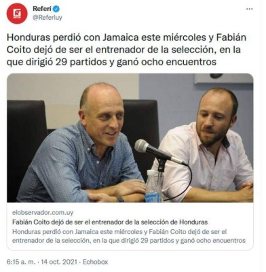 La prensa deportiva reacciona tras el despido de Fabián Coito de la Selección de Honduras