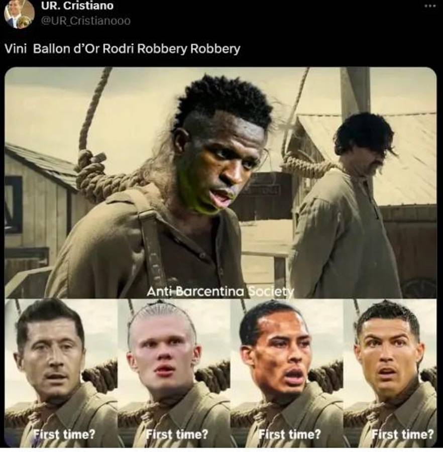 Rodri fue el ganador del Balón de Oro 2024 y los memes hacen pedazos a Vinicius y al Real Madrid