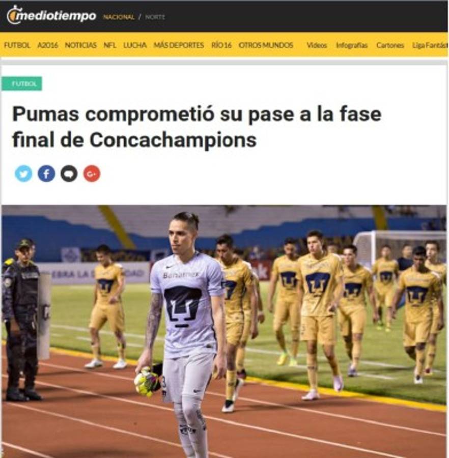 'Suspenso y se ahoga el grito': Así tituló la prensa mexicana derrota de Pumas ante Honduras