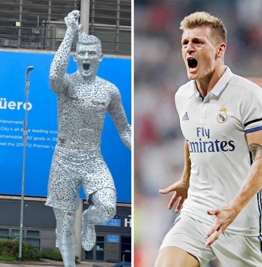 ¿Se parece a jugador del Real Madrid? Así es la estatua del Manchester City en honor al Kun Agüero