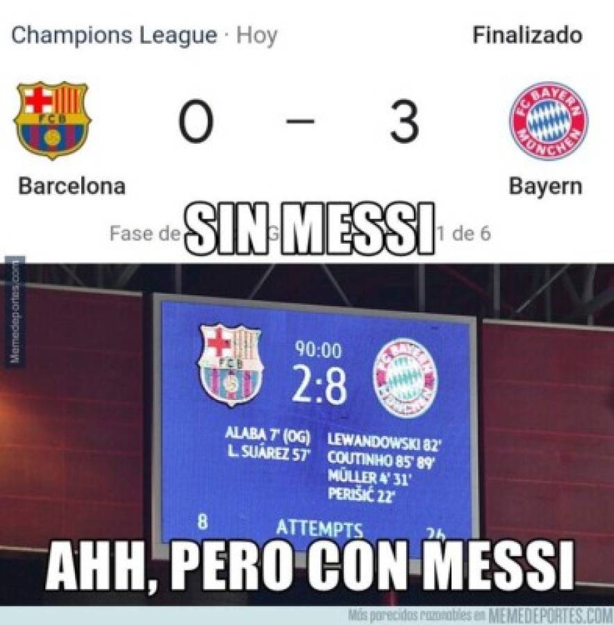 Los otros memes de la paliza del Bayern Munich al Barcelona; destrozan a Messi y a Jordi Alba