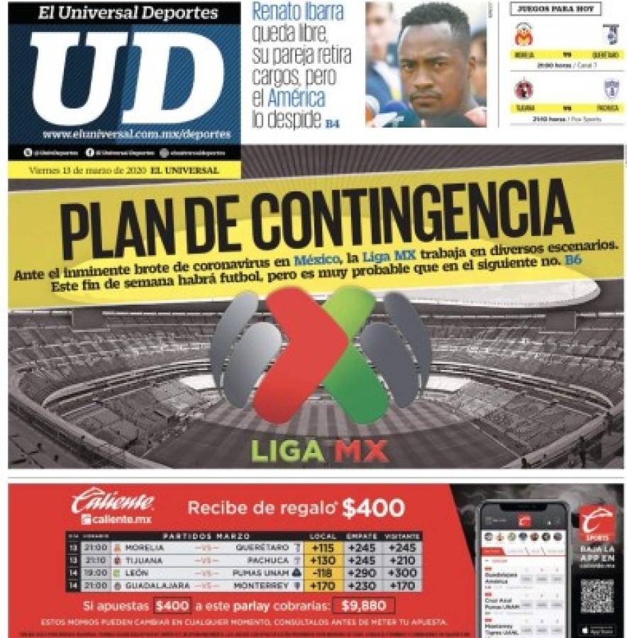 La pandemia del coronavirus se roba las portadas deportivas por el mundo: 'Stop ya'