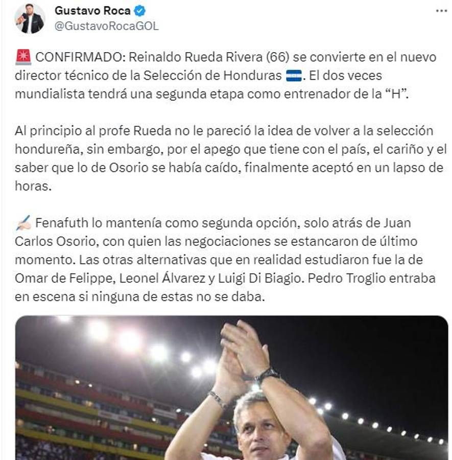 Lo que dice la prensa hondureña sobre la llegada de Reinaldo Rueda a la Selección Nacional: “Ojalá pueda unir al país”