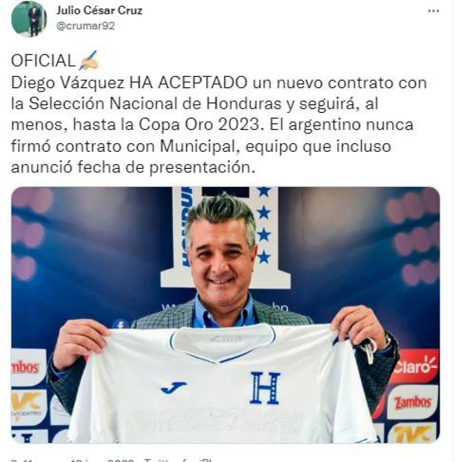 “Falta de ética y compromiso”: La dura reacción de la prensa luego de que Diego Vázquez dejara ‘plantado’ al Municipal por la selección de Honduras