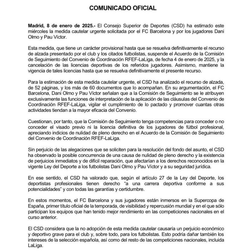 OFICIAL: Barcelona recibe la mejor noticia con Dani Olmo; jugará la Supercopa de España, ¿qué pasa para LaLiga?