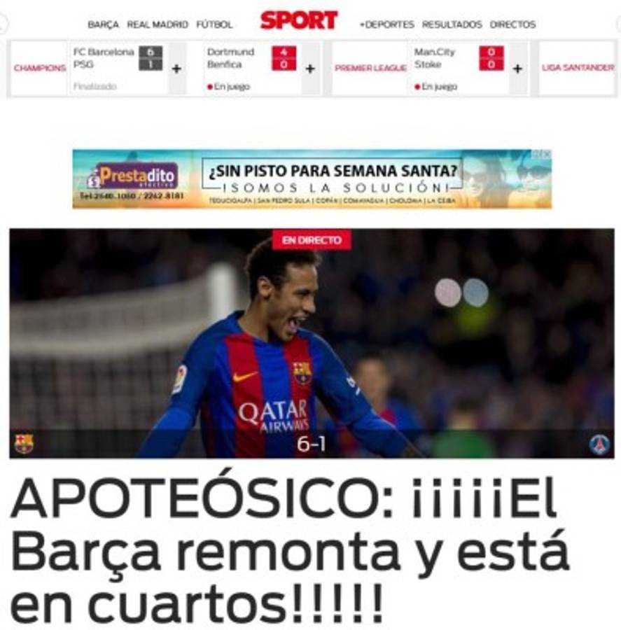 La prensa mundial se rinde al Barcelona: 'Proeza, apoteósico, grande el Barça'