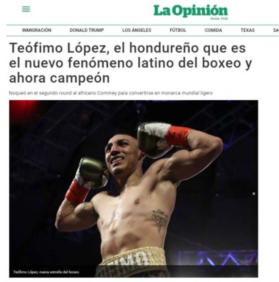 Así amanece la prensa internacional tras el título mundial de Téofimo López