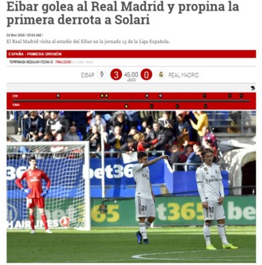 ''Bochorno'', así se come la prensa al Real Madrid tras recibir paliza del Eibar