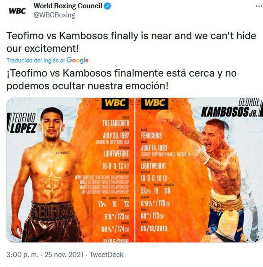 Teófimo López vs Georgie Kambosos, el mensaje de David Faitelson y todo lo que se dice en redes sobre la pelea