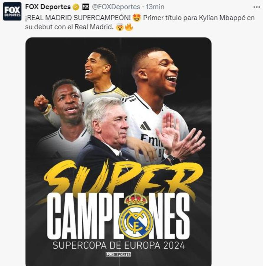 “La era Mbappé y los nuevos galácticos”: Lo que dice la prensa mundial tras título del Real Madrid en la Supercopa de Europa