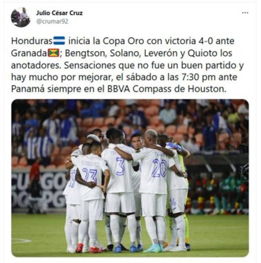 'La gran H se estrena', 'Queda mucha tarea': en las redes se comenta el debut de Honduras en Copa Oro