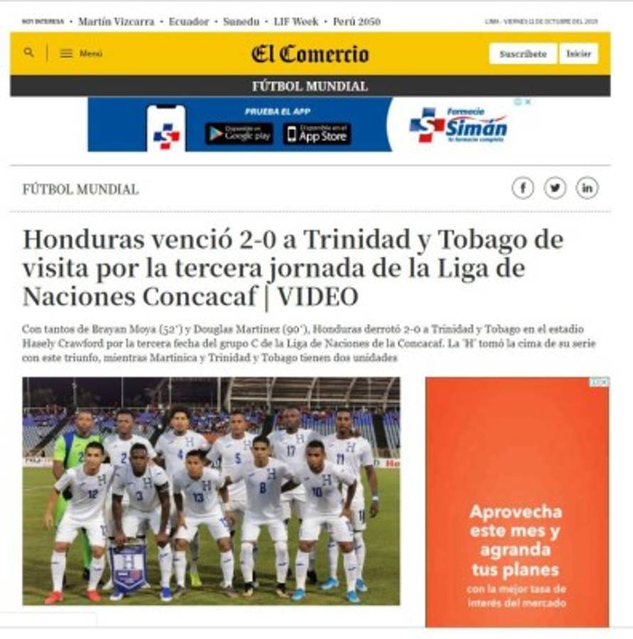 Luego del triunfo ante Trinidad y Tobago, esto dicen los medios sobre Honduras
