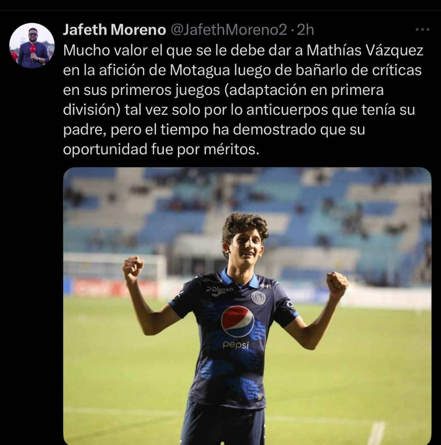 No jugaba porque era hijo del DT: la prensa se rinde ante Mathías Vázquez tras el triunfo de Motagua frenta Alajuelense