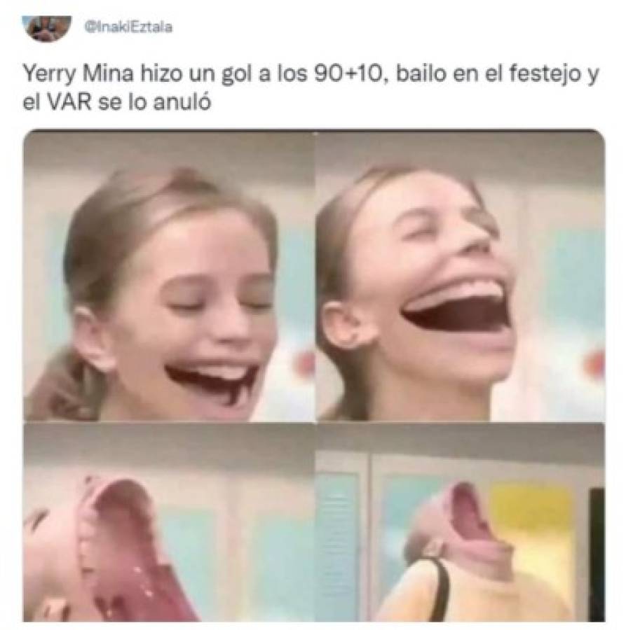 Yerry Mina anota en el Colombia-Ecuador en el minuto 100, se fue a bailar, el VAR lo anula y lo reventaron con memes