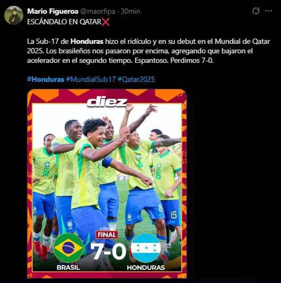 Debut humillante, Pudieron ser 10: lo que dice la prensa tras la goleada de Brasil a Honduras en el Mundial Sub-17