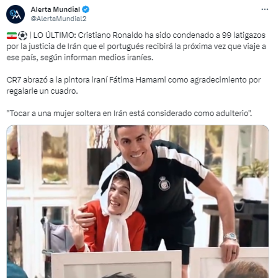 El gesto de Cristiano Ronaldo por el que ha sido “condenado” a 99 latigazos en Irán: ¿adulterio?