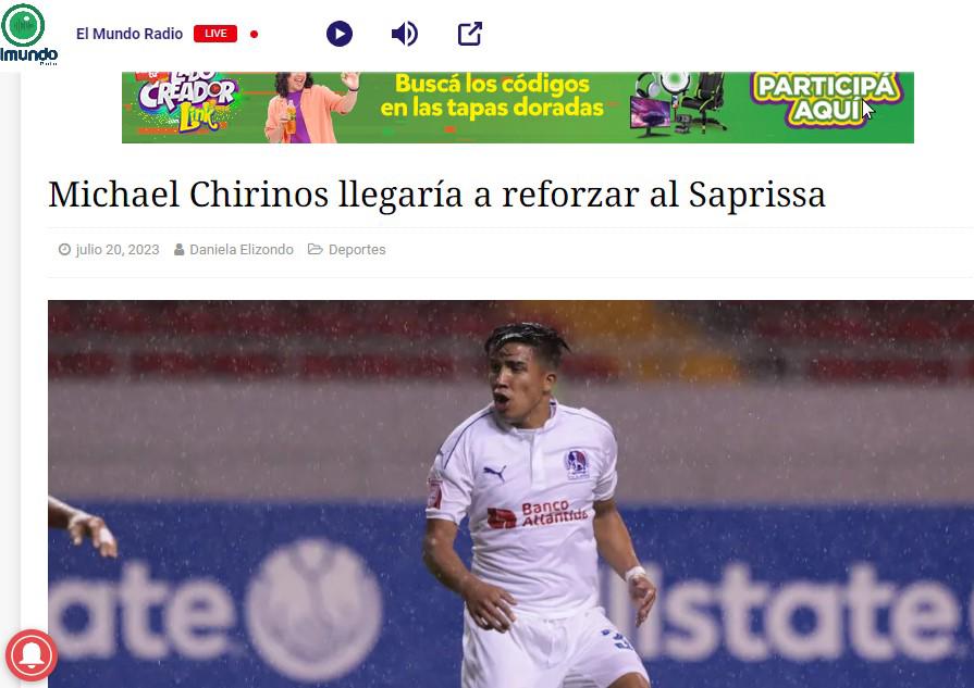 La prensa reacciona al fichaje de Michaell Chirinos por el Saprissa ¿Qué dicen en Costa Rica? Alucinan con uno de sus golazos