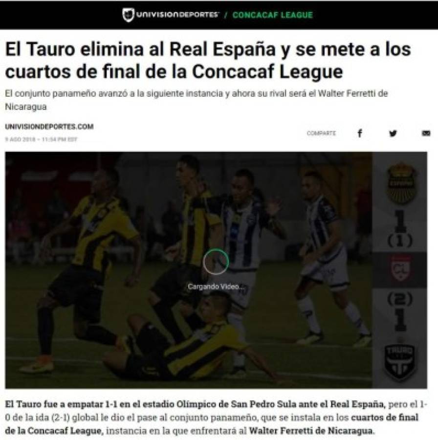 PORTADAS: Así titulan los medios la eliminación de Real España por Tauro